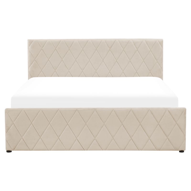 Seng med opbevaring Rochefort Fløjl Beige 160x200 cm