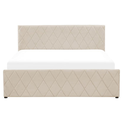 Seng med opbevaring Rochefort Fløjl Beige 160x200 cm
