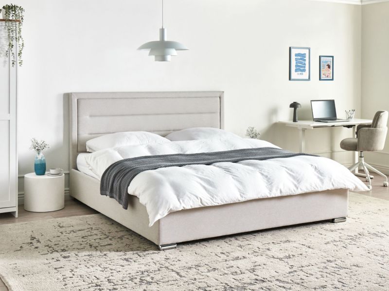Seng med Opbevaring Rouen Lys Beige 180x200 cm