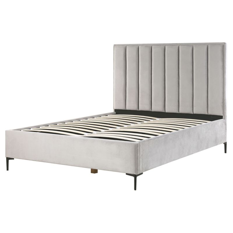 Seng med Opbevaring Sezanne Velour Lys Grå 160x200 cm