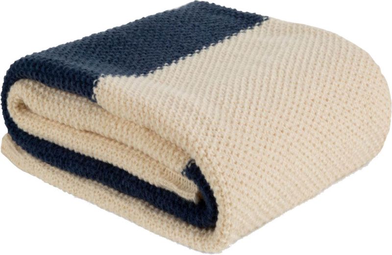 Eurofirany Pled plaid 130 x 170 cm i marineblå og beige