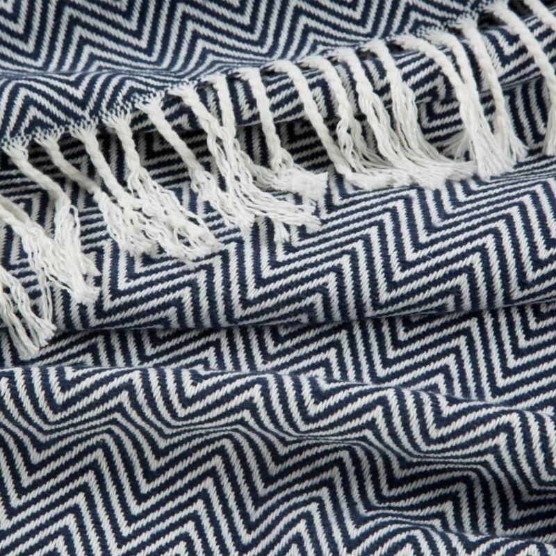 Eurofirany Pled plaid 180 x 220 cm i marineblå og creme