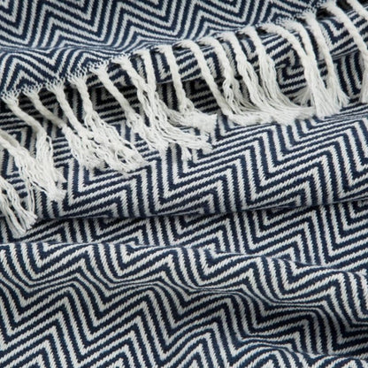 Eurofirany Pled plaid 180 x 220 cm i marineblå og creme