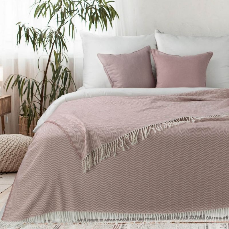 Eurofirany pled 180 x 220 cm tæppe i lyserød og creme