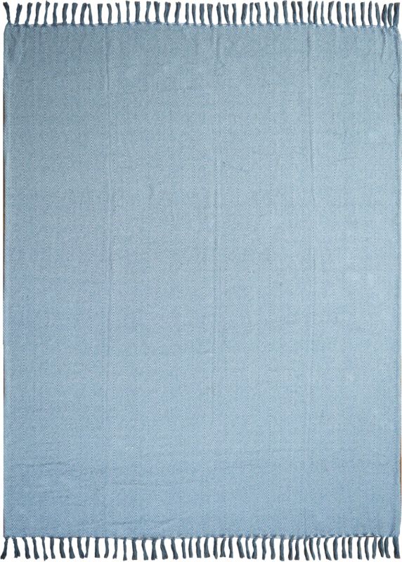 Vævet plaid 130 x 170 cm i sildebensmønster grå