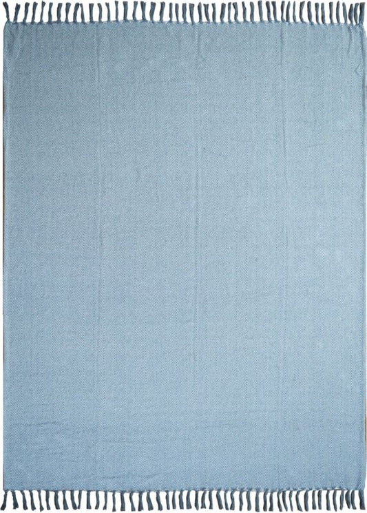 Vævet plaid 130 x 170 cm i sildebensmønster grå