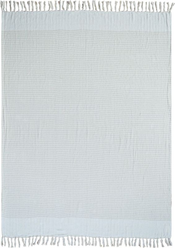 Vævet plaid 130 x 170 cm i beige tern