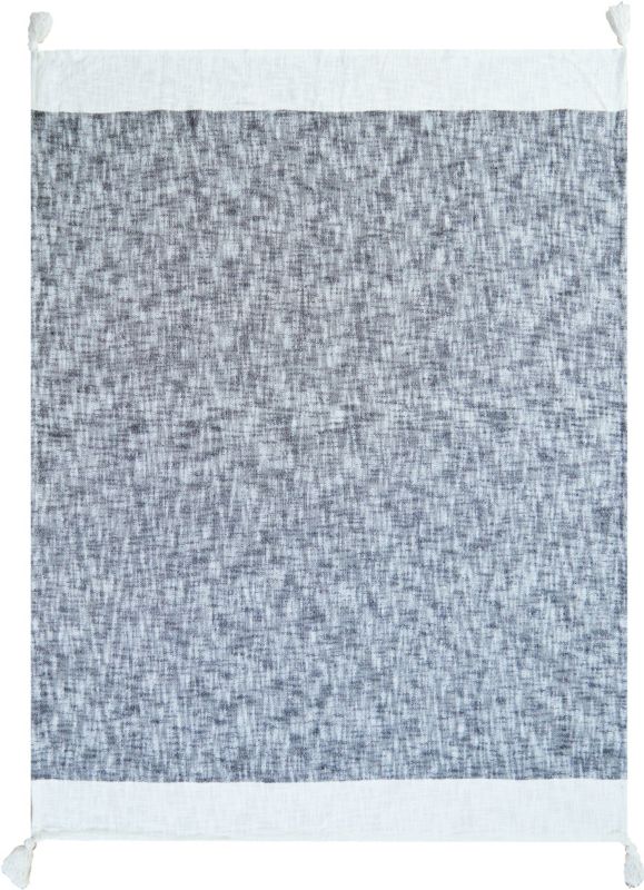 Vævet plaid 130 x 170 cm melange sort-hvid