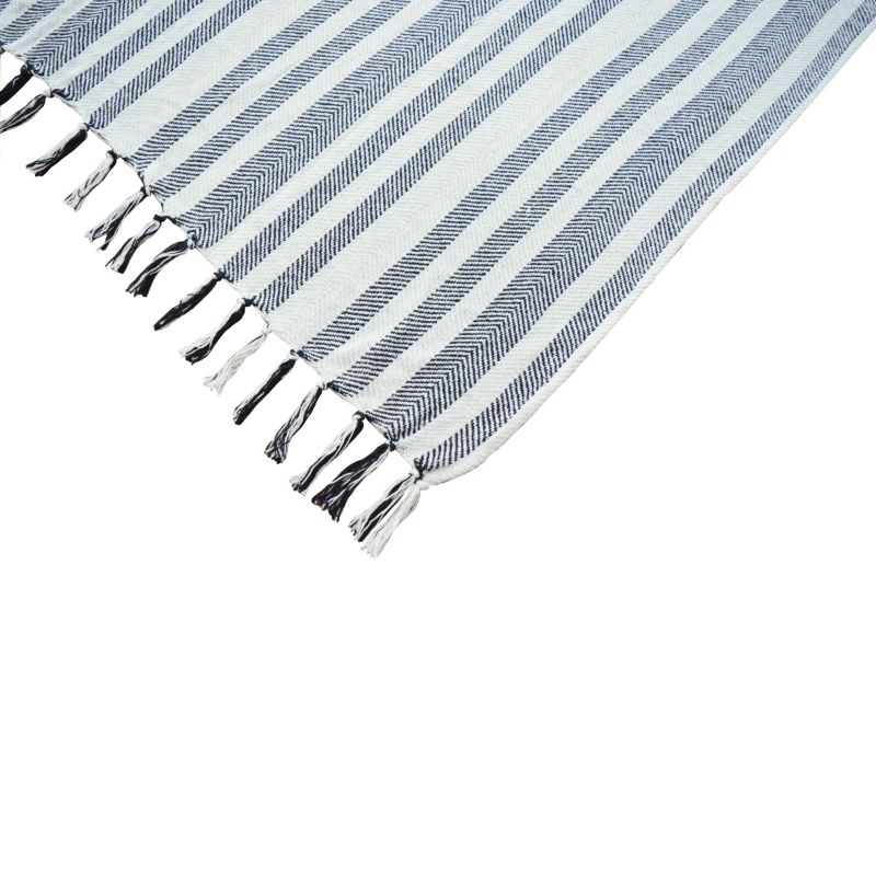 Vævet plaid 130 x 170 cm med sort-kremstriber