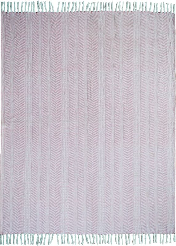 Vævet bomuldstæppe 125 x 150 cm i pink med fiskebensmønster