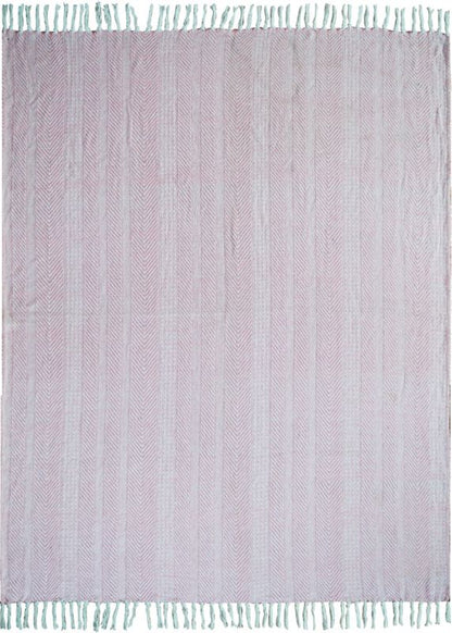 Vævet bomuldstæppe 125 x 150 cm i pink med fiskebensmønster