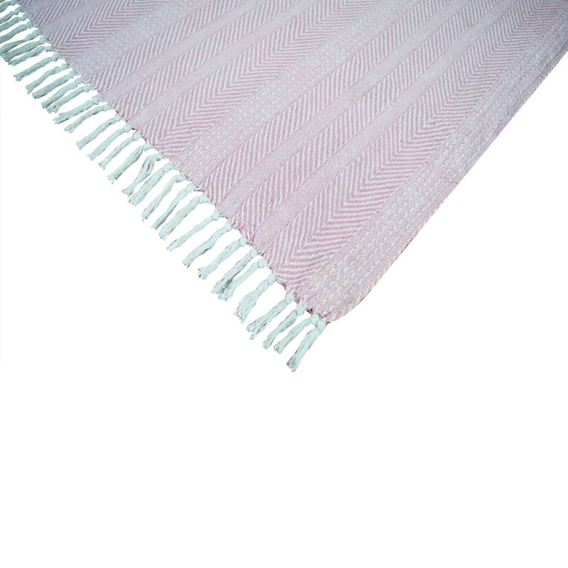 Vævet bomuldstæppe 125 x 150 cm i pink med fiskebensmønster