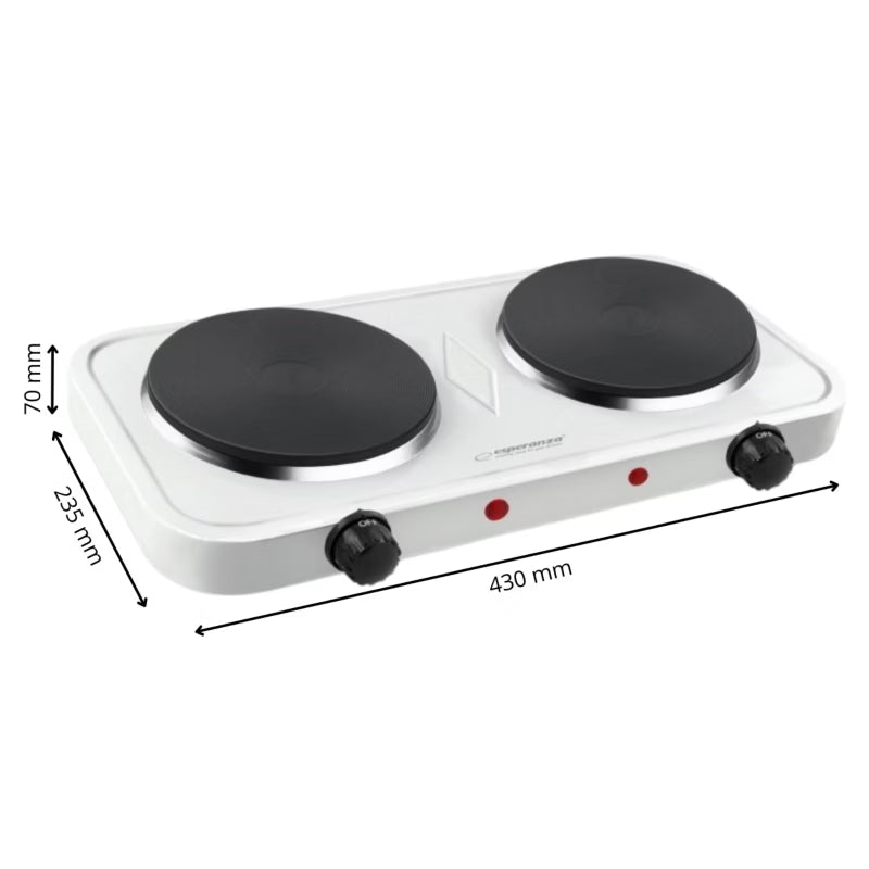 Kogeplade Dobbelt 43x23,5 cm 2000W Hvid