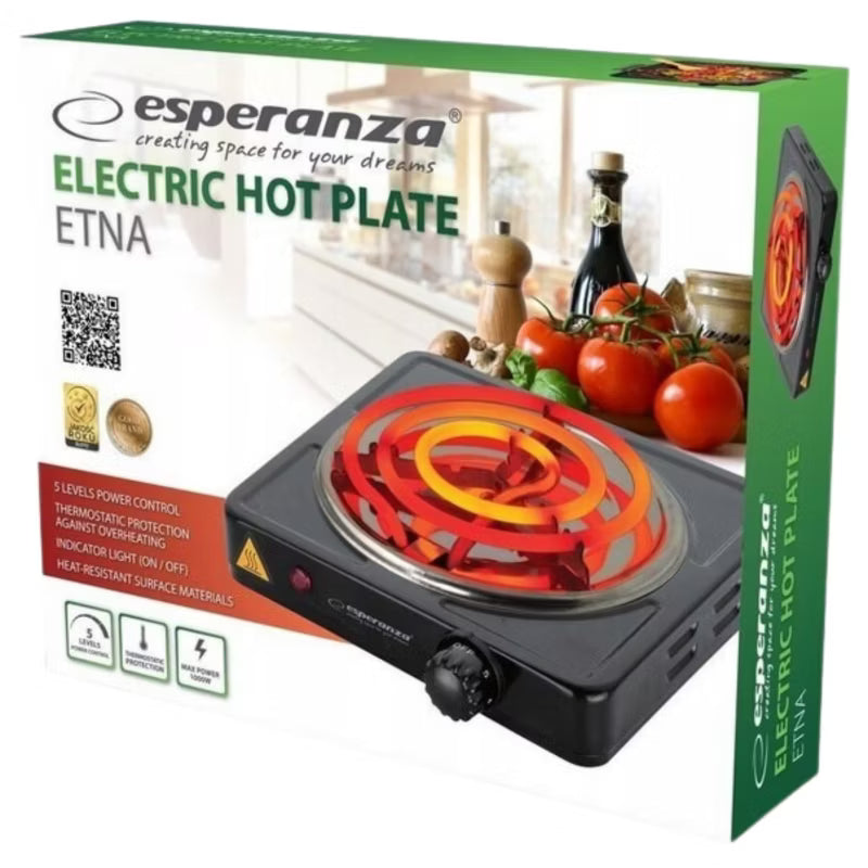 Kogeplade ETNA 21x21 cm Sort 1000W