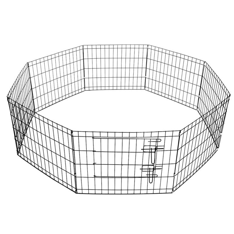 Springos metalindhegning til kæledyr, løbegård til hvalpe, hundebur 155 x 61 cm, sort, 1 stk.