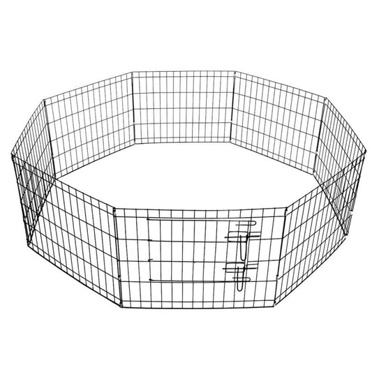 Springos metalindhegning til kæledyr, løbegård til hvalpe, hundebur 155 x 61 cm, sort, 1 stk.
