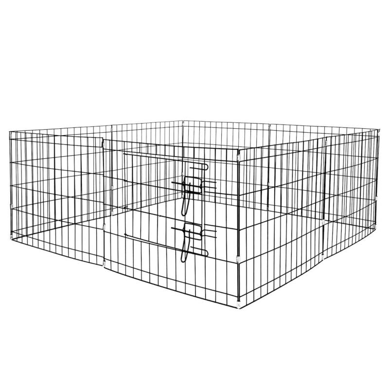 Springos metalindhegning til kæledyr, løbegård til hvalpe, hundebur 155 x 61 cm, sort, 1 stk.