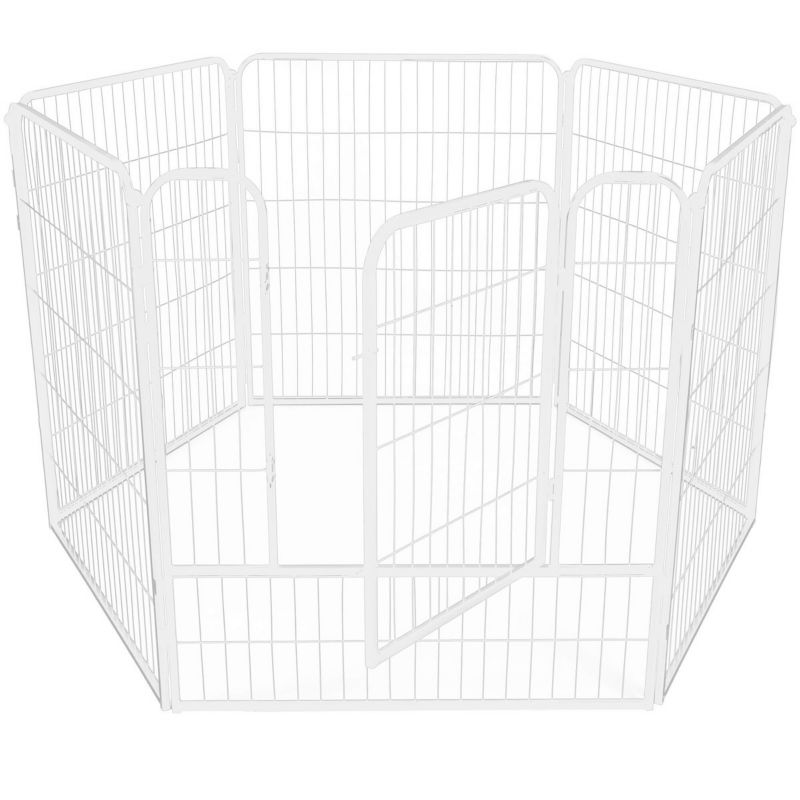 Springos hvalpeindhegning til kæledyr, hundebur 184 x 94 x 100 cm, hvid, 1 stk.