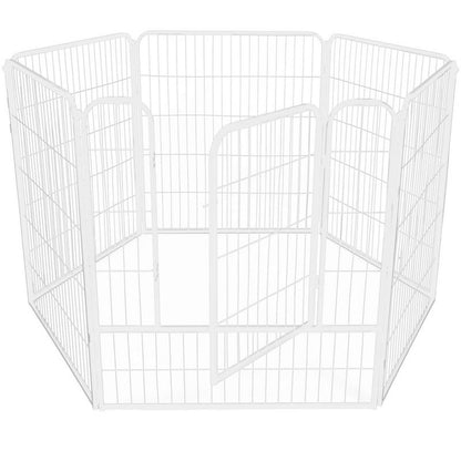 Springos hvalpeindhegning til kæledyr, hundebur 184 x 94 x 100 cm, hvid, 1 stk.