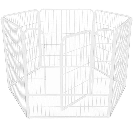Springos hvalpeindhegning til kæledyr, hundebur 184 x 94 x 100 cm, hvid, 1 stk.