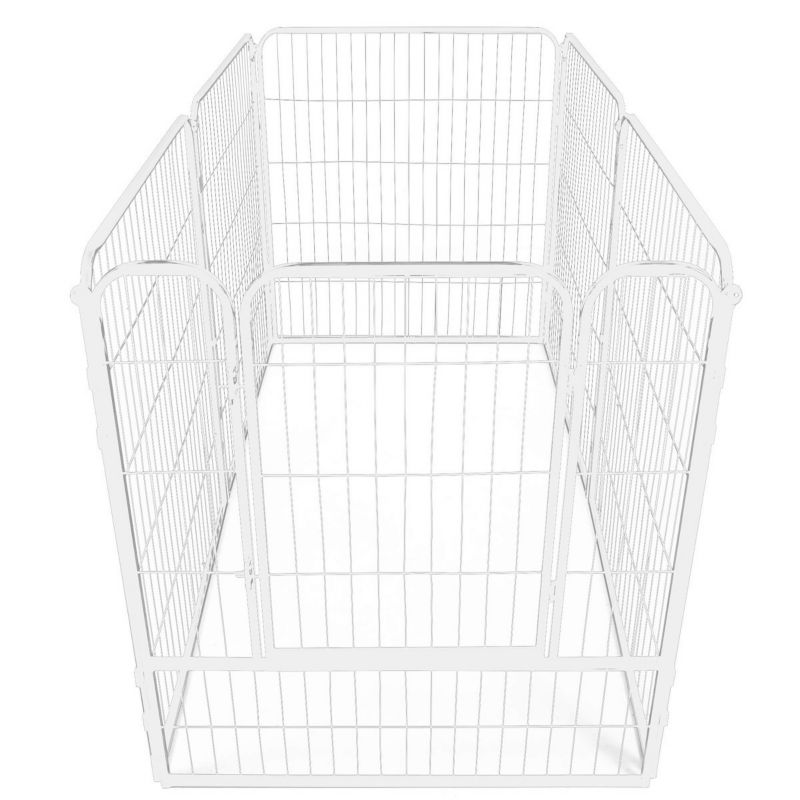 Springos hvalpeindhegning til kæledyr, hundebur 184 x 94 x 100 cm, hvid, 1 stk.