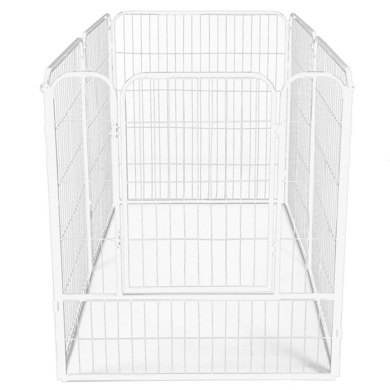Springos hvalpeindhegning til kæledyr, hundebur 184 x 94 x 100 cm, hvid, 1 stk.