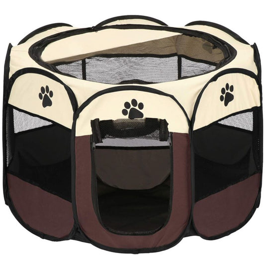 Sammenklappelig hunde- og katteindhegning Springos 81 cm beige-brun 1 stk.