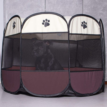 Sammenklappelig hunde- og katteindhegning Springos 81 cm beige-brun 1 stk.