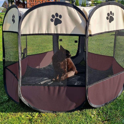 Sammenklappelig hunde- og katteindhegning Springos 81 cm beige-brun 1 stk.