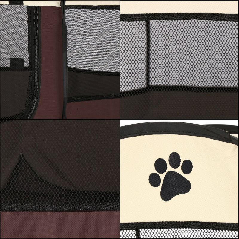 Sammenklappelig hunde- og katteindhegning Springos 81 cm beige-brun 1 stk.