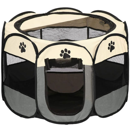 Universal foldbar hunde- og katteindhegning Springos 114 cm beige-grå 1 stk.
