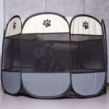 Universal foldbar hunde- og katteindhegning Springos 114 cm beige-grå 1 stk.