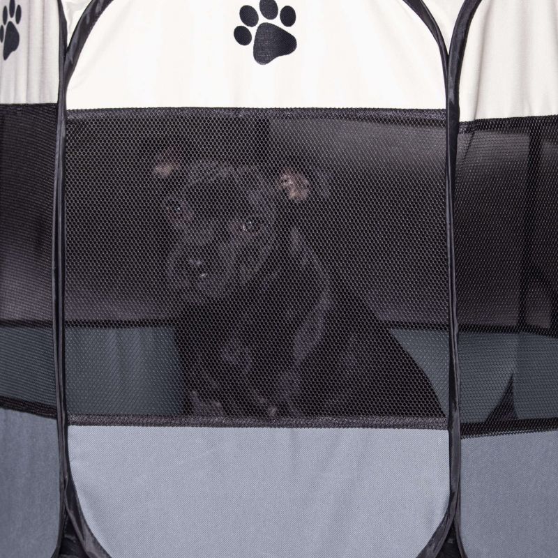 Universal foldbar hunde- og katteindhegning Springos 114 cm beige-grå 1 stk.