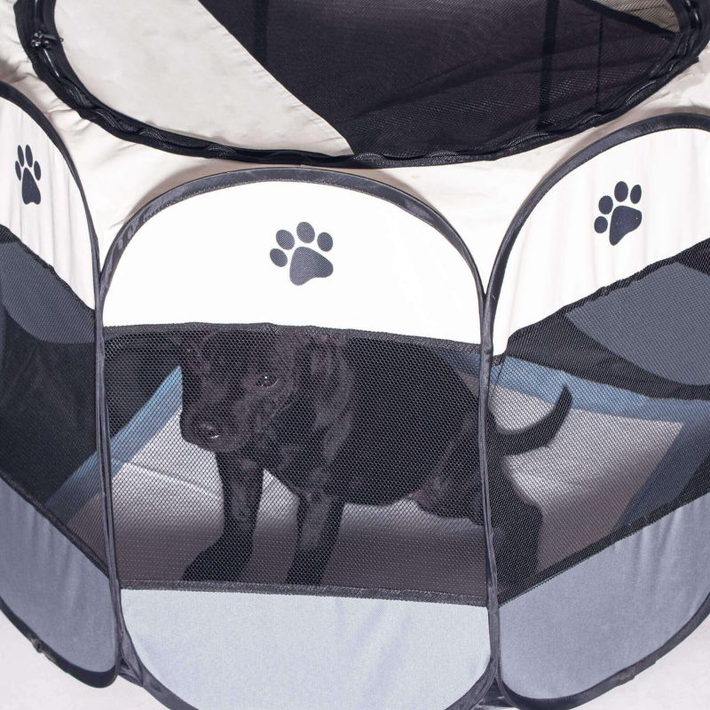 Universal foldbar hunde- og katteindhegning Springos 114 cm beige-grå 1 stk.
