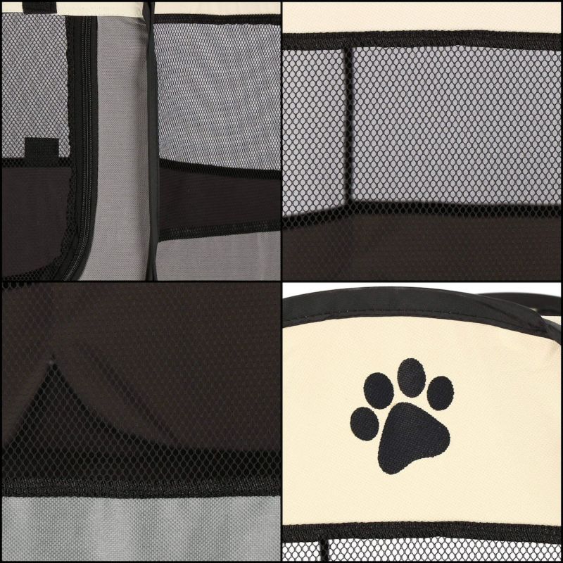 Universal foldbar hunde- og katteindhegning Springos 114 cm beige-grå 1 stk.