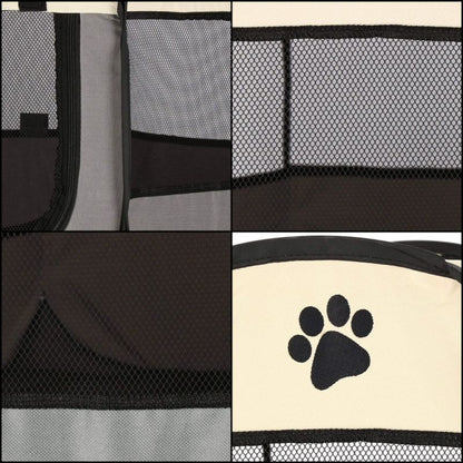 Universal foldbar hunde- og katteindhegning Springos 114 cm beige-grå 1 stk.