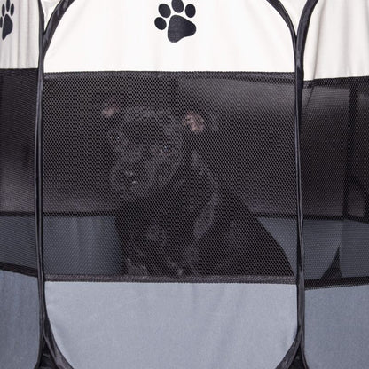 Universal hunde- og katteindhegning Springos 73 cm sammenklappelig bur i beige og grå, 1 stk.