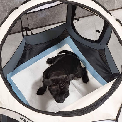 Universal hunde- og katteindhegning Springos 73 cm sammenklappelig bur i beige og grå, 1 stk.