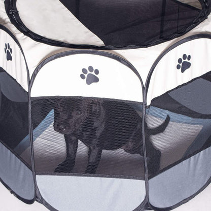 Universal hunde- og katteindhegning Springos 73 cm sammenklappelig bur i beige og grå, 1 stk.