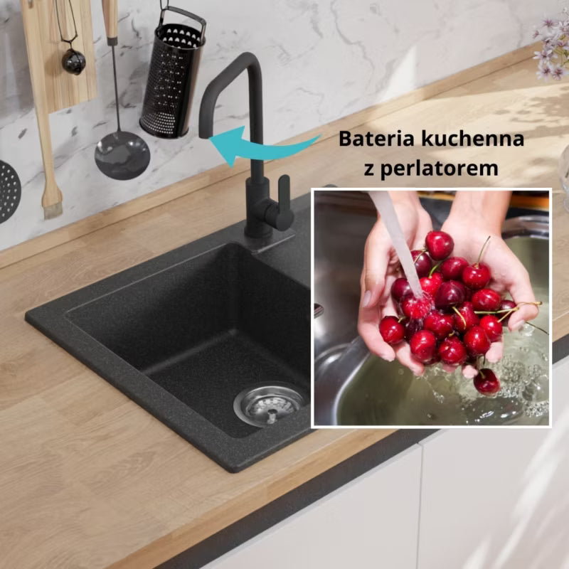 Køkkenarmatur Ango 32 cm Sort med Drejetud