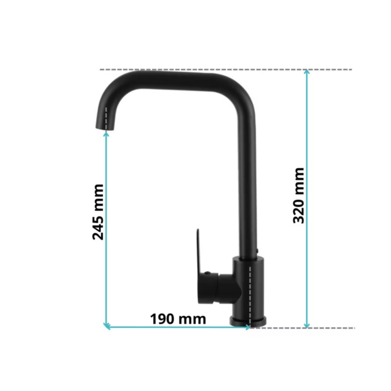 Køkkenarmatur Ango 32 cm Sort med Drejetud