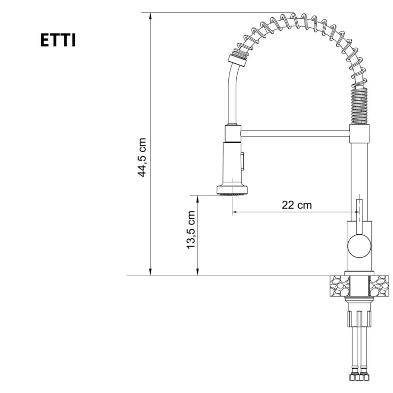 Køkkenarmatur Etti 44,5 cm Sort Mat