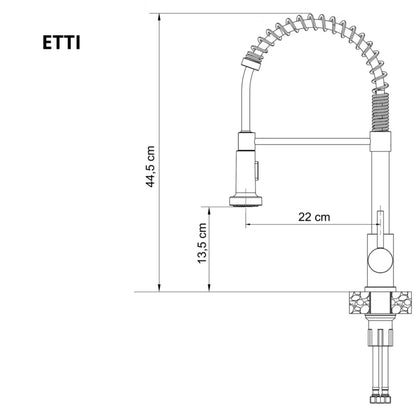 Køkkenarmatur Etti 44,5 cm Sort Mat