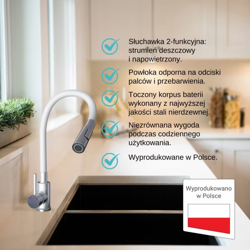 Køkkenarmatur Fleksibel Hvid og Stål