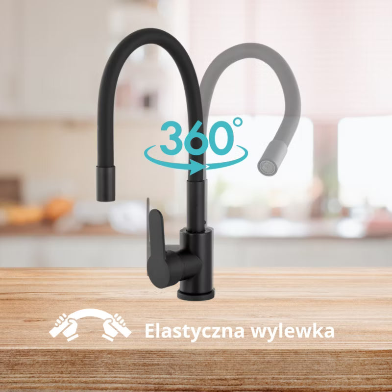 Køkkenarmatur Flessila Fleksibel Tud Sort