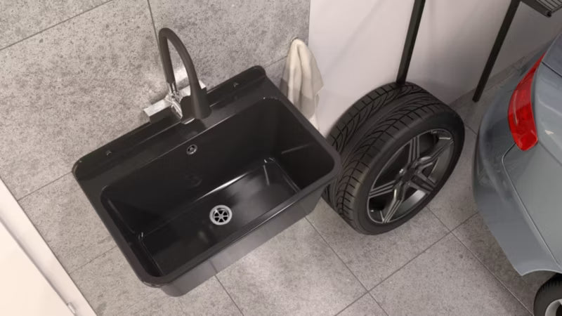 Køkkenarmatur Flexo Vægmonteret med Fleksibel Tud Sort Krom
