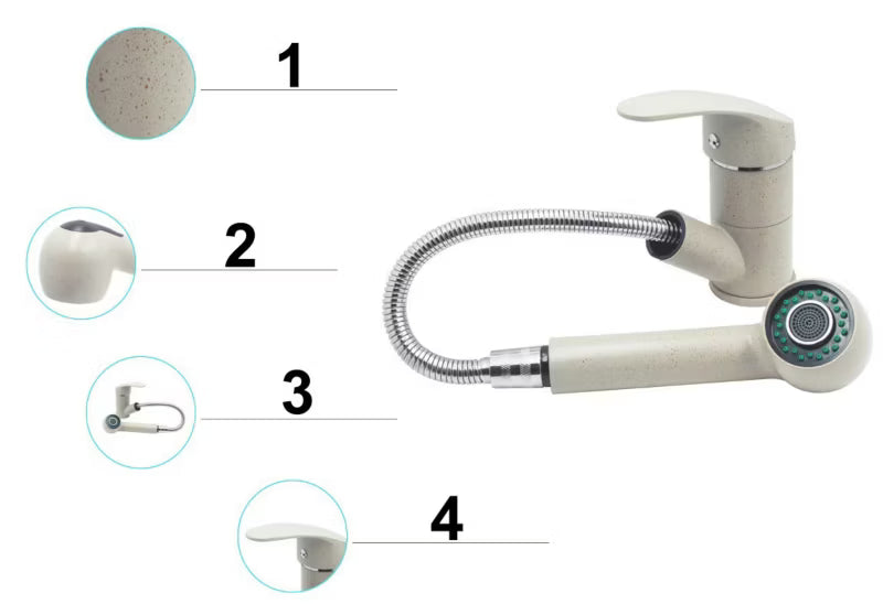 Køkkenarmatur Hand med Udtrækstud Beige