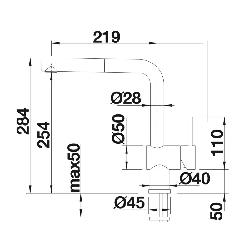 Køkkenarmatur LINUS-S Hvid med Udtrækstud