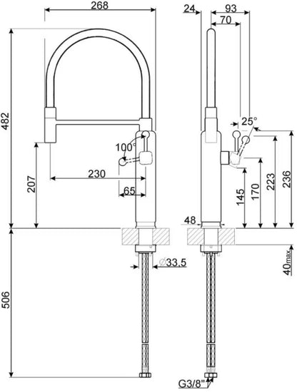 Køkkenarmatur MDF50BL Krom og Sort