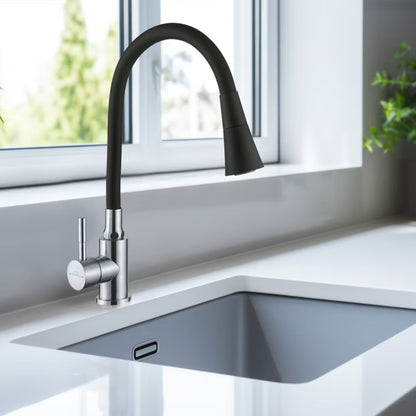 Køkkenarmatur med Fleksibel Tud Inox Sort